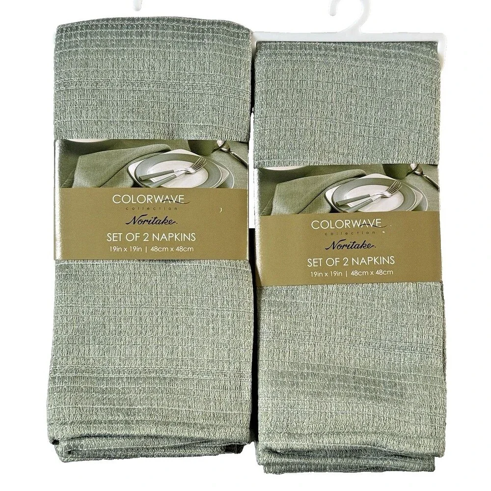 Noritake Colorwave Fabric Napkins Green 19x19 Inch Set of 4 Machine Wash